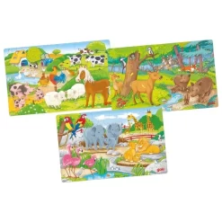 3 Puzzles Tiere 24 Teile (goki 57377)