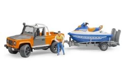 BRUDER 02599 - Land Rover Defender Mit Water Craft Anhänger