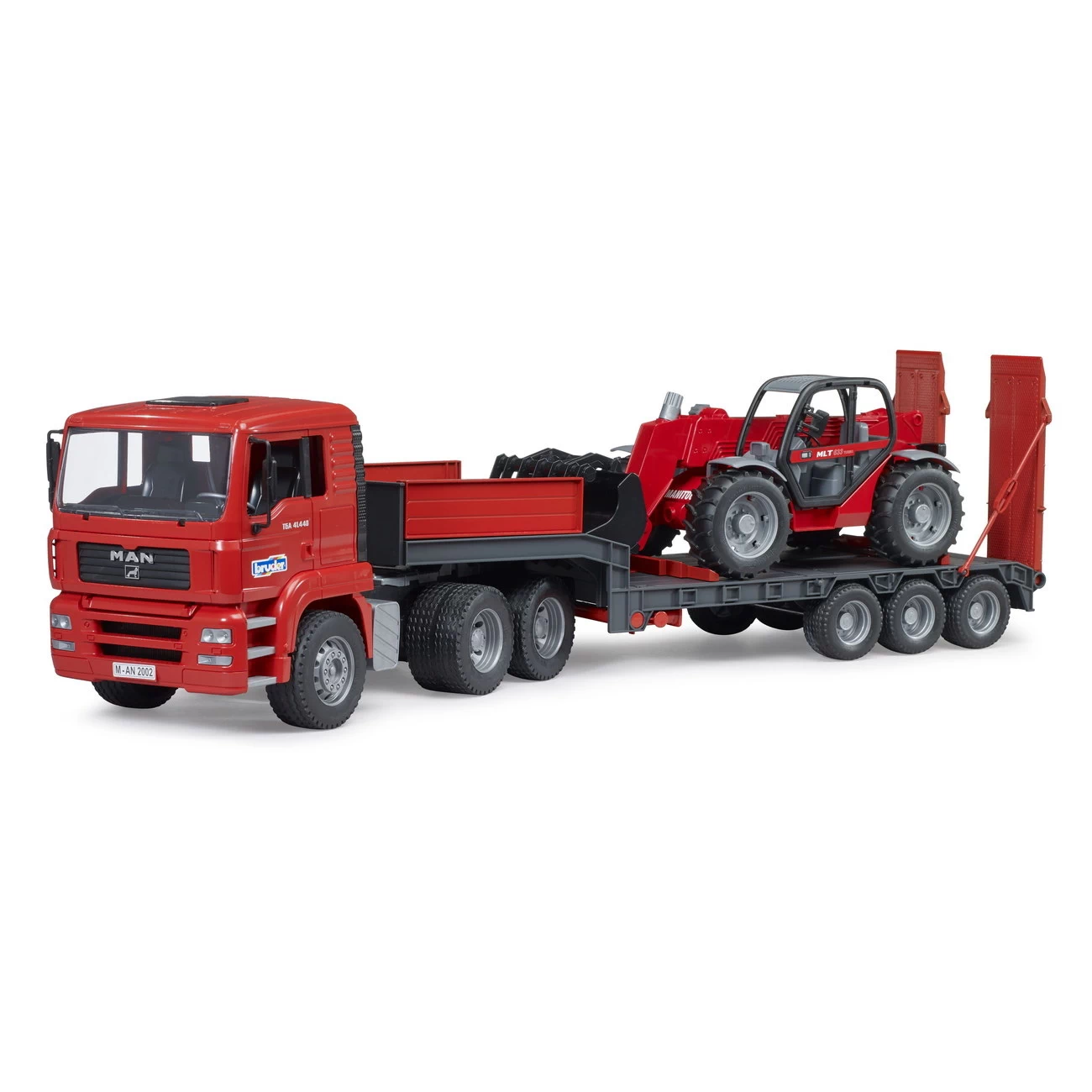 BRUDER 02774 - MAN TGA Tieflader Mit Manitou Teleskoplader MLT 633 1 BRUDER 02774 - MAN TGA Tieflader Mit Manitou Teleskoplader MLT 633
