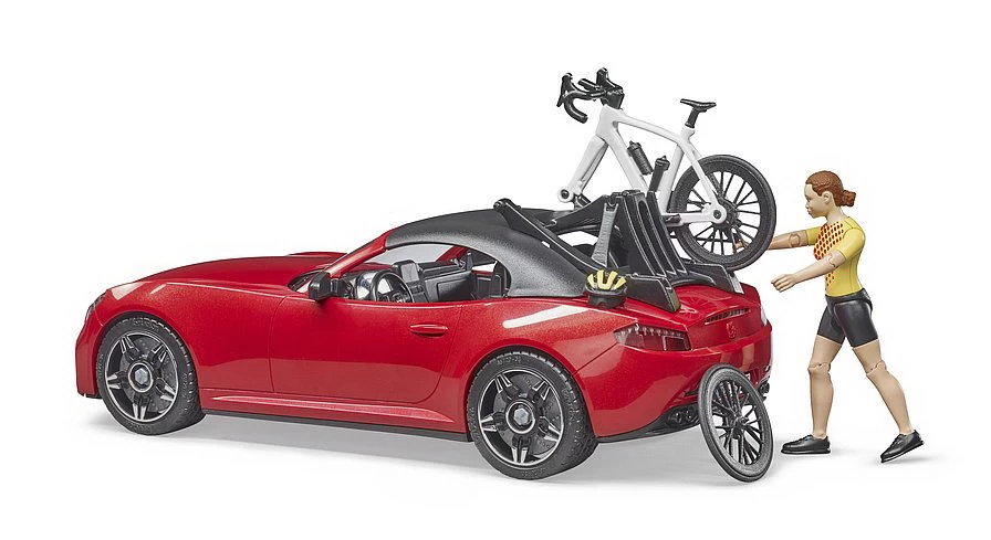 BRUDER 03485 - Roadster Mit 1 Rennrad Und Radfahrerin 1 BRUDER 03485 - Roadster Mit 1 Rennrad Und Radfahrerin