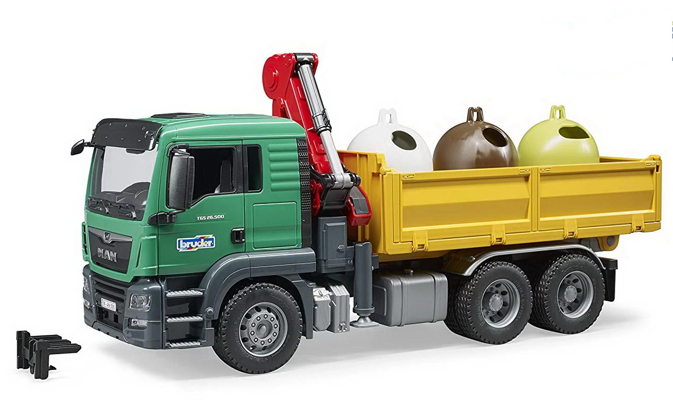 BRUDER 03753 - MAN TGS Kran LKW Mit Altglascontainer 1 BRUDER 03753 - MAN TGS Kran LKW Mit Altglascontainer
