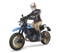BRUDER 63051 - Ducati Desert Sled Motorrad (blau) Mit Fahrer (63051)