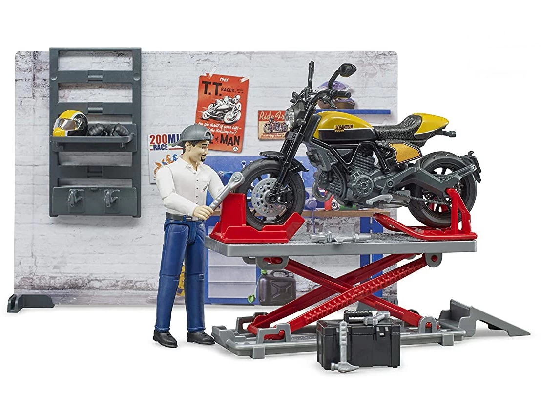 Bworld 62102 - Motorradwerkstatt Mit Scrambler Ducati Full Throttle (Bruder) 1 Bworld 62102 - Motorradwerkstatt Mit Scrambler Ducati Full Throttle (Bruder)