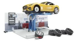 Bworld 62110 - PKW-Werkstatt Mit Figur (Bruder) -Spielwarenladen bworld 62110 auto werkstatt roadster figur bruder